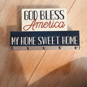 🙏🏼 GOD BLESS AMERICA 🇺🇸 Patriotic Decor For Table/Shelf/Wall